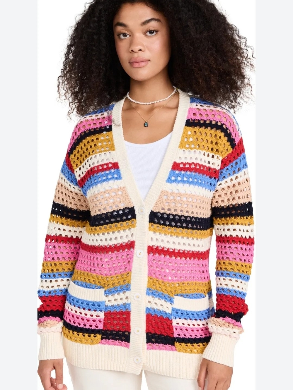 Kerry Rosenthal Striped Melvin Crochet Cardigan Size Small